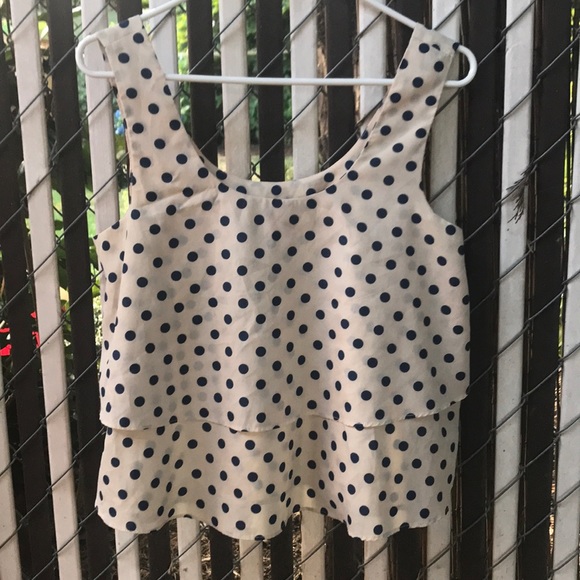 Forever 21 Blue Polka Dot Ruffled Crop Top Medium - Picture 6 of 8